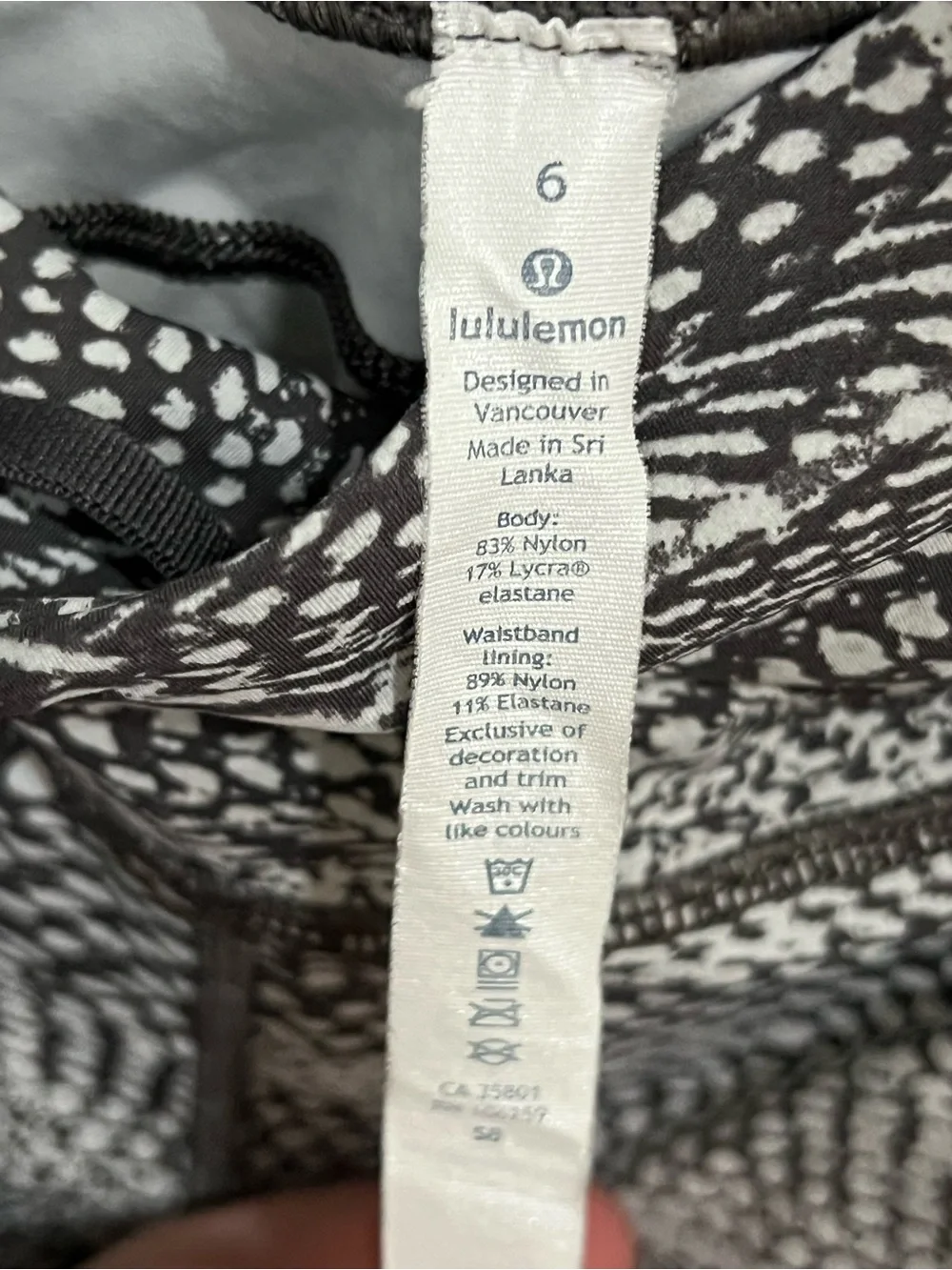 lululemon athletica Black & White Abstract Print High-Waist Leggings
